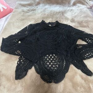 Elegant Black Lace Top L